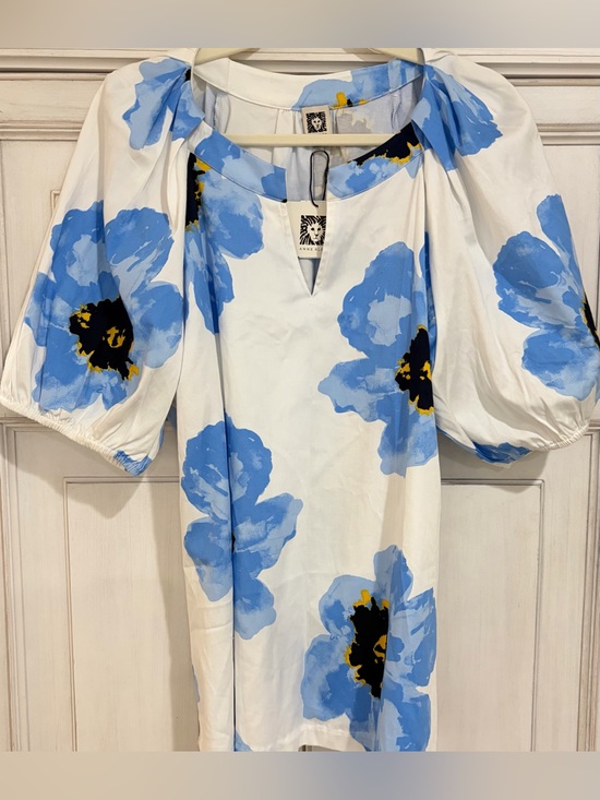 Anne Klein Tops - NWT SZ XL Anne Klein Blue Floral Puff Sleeve Tunic Top